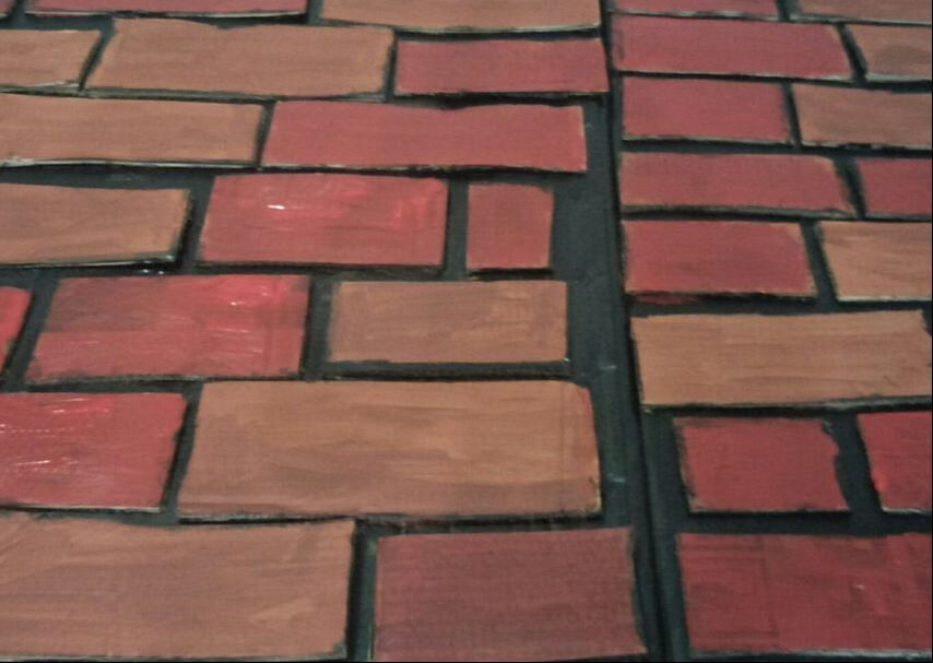 Painted cardboard bricks